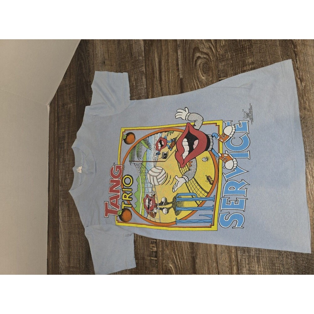 VINTAGE TANG TRIO LIP SERVICE 1980's TEE SHIRT BLUE                          #53